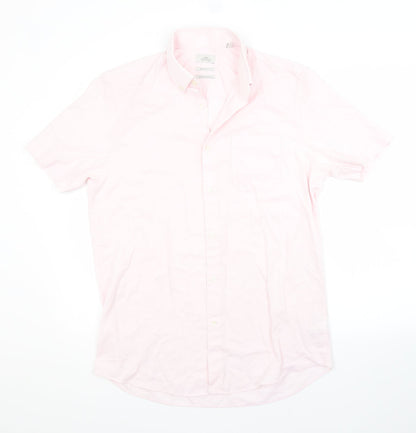 Mens UK Size 15.5 NEXT Pink  Button-Up Short Sleeve Casual Shirt