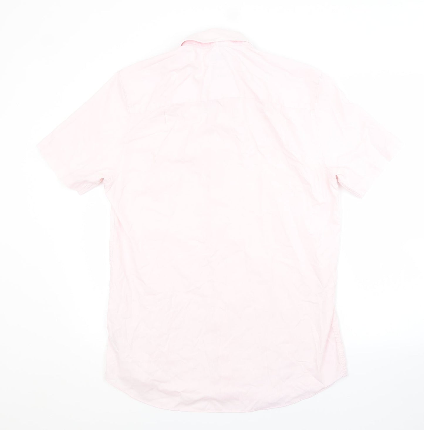 Mens UK Size 15.5 NEXT Pink  Button-Up Short Sleeve Casual Shirt