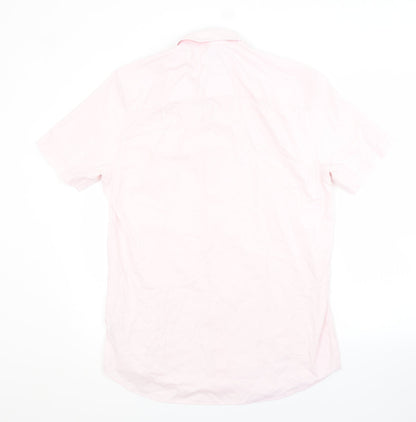 Mens UK Size 15.5 NEXT Pink  Button-Up Short Sleeve Casual Shirt