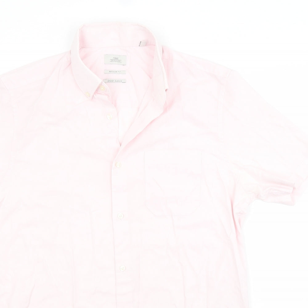 Mens UK Size 15.5 NEXT Pink  Button-Up Short Sleeve Casual Shirt