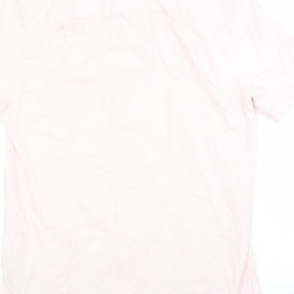 Mens UK Size 15.5 NEXT Pink  Button-Up Short Sleeve Casual Shirt