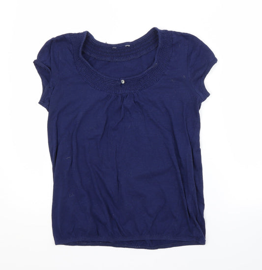 F&F Womens Blue  Cotton Basic Blouse Size 10 Scoop Neck