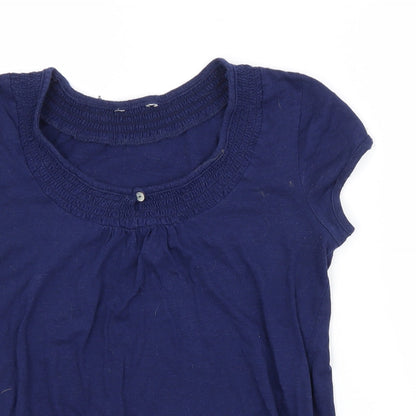 F&F Womens Blue  Cotton Basic Blouse Size 10 Scoop Neck