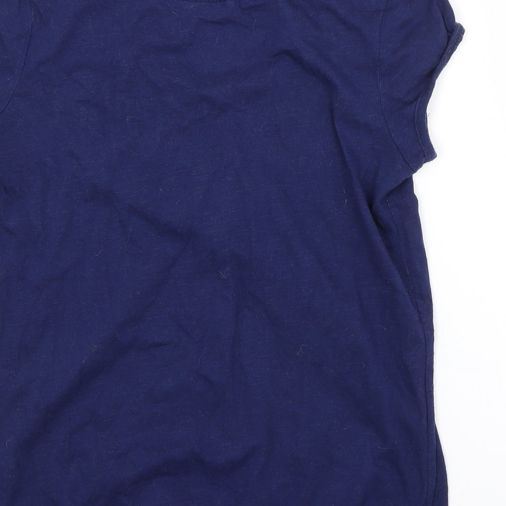 F&F Womens Blue  Cotton Basic Blouse Size 10 Scoop Neck