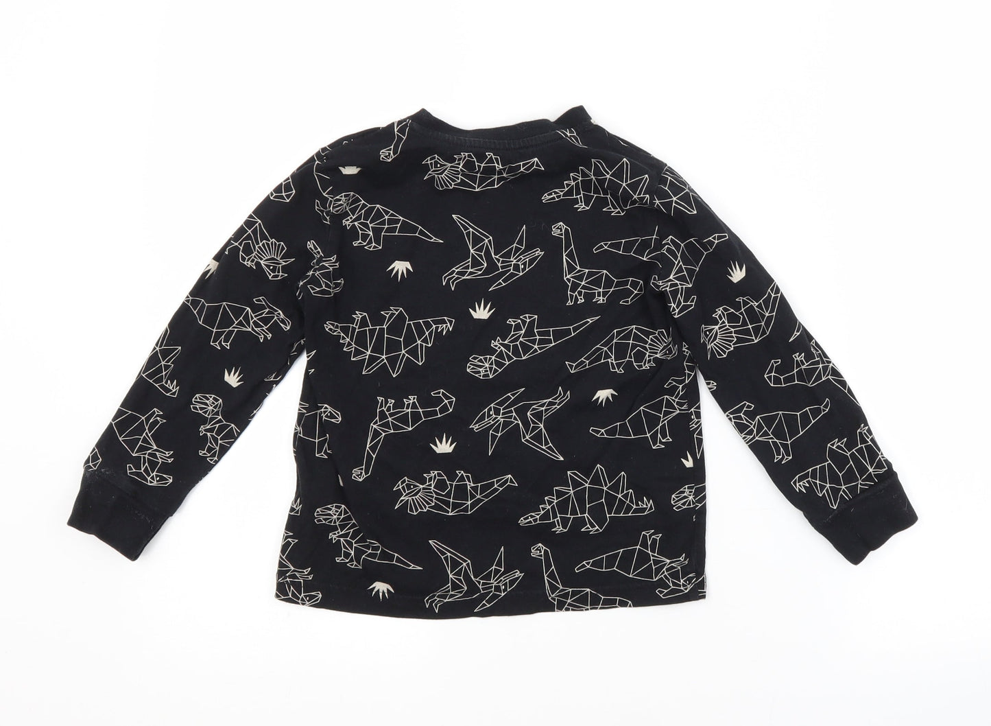 F&F Boys Black Animal Print Cotton  Pyjama Top Size 5-6 Years   - DINOSAURS