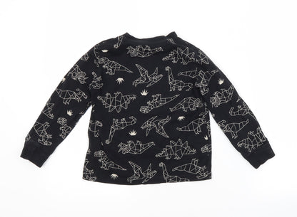 F&F Boys Black Animal Print Cotton  Pyjama Top Size 5-6 Years   - DINOSAURS
