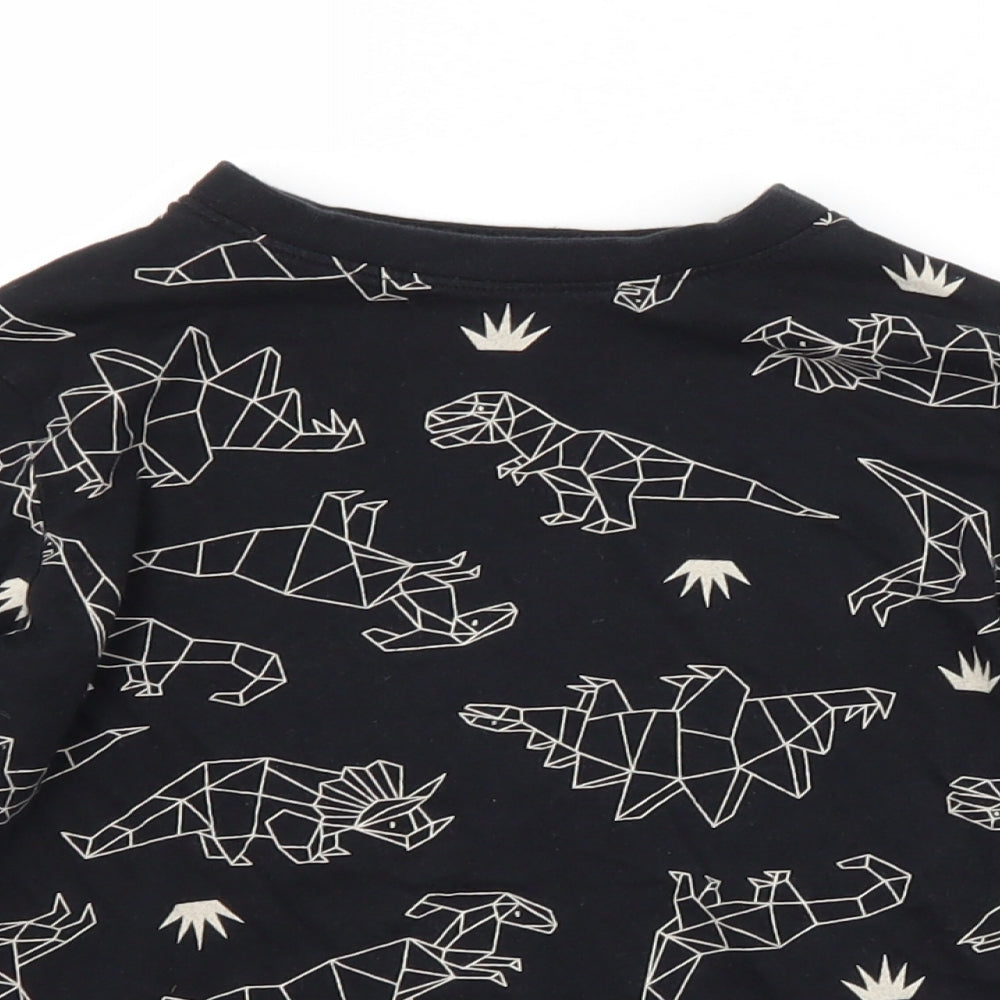 F&F Boys Black Animal Print Cotton  Pyjama Top Size 5-6 Years   - DINOSAURS