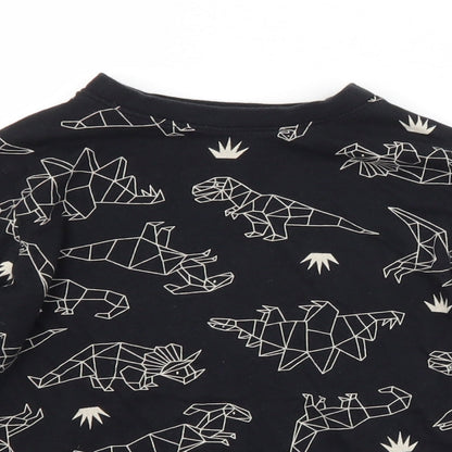 F&F Boys Black Animal Print Cotton  Pyjama Top Size 5-6 Years   - DINOSAURS