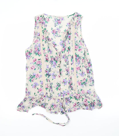 Womens UK Size 10 Peacocks Beige Basic Tank