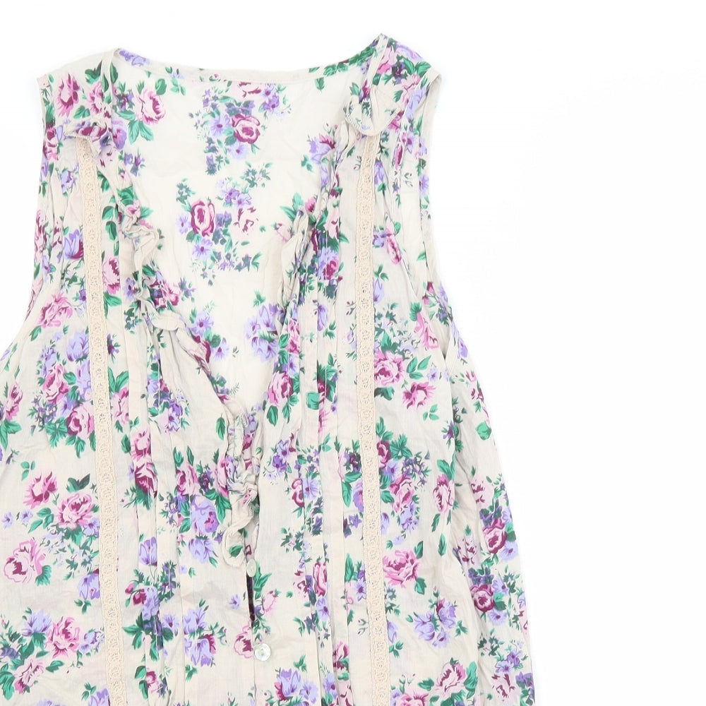 Womens UK Size 10 Peacocks Beige Basic Tank