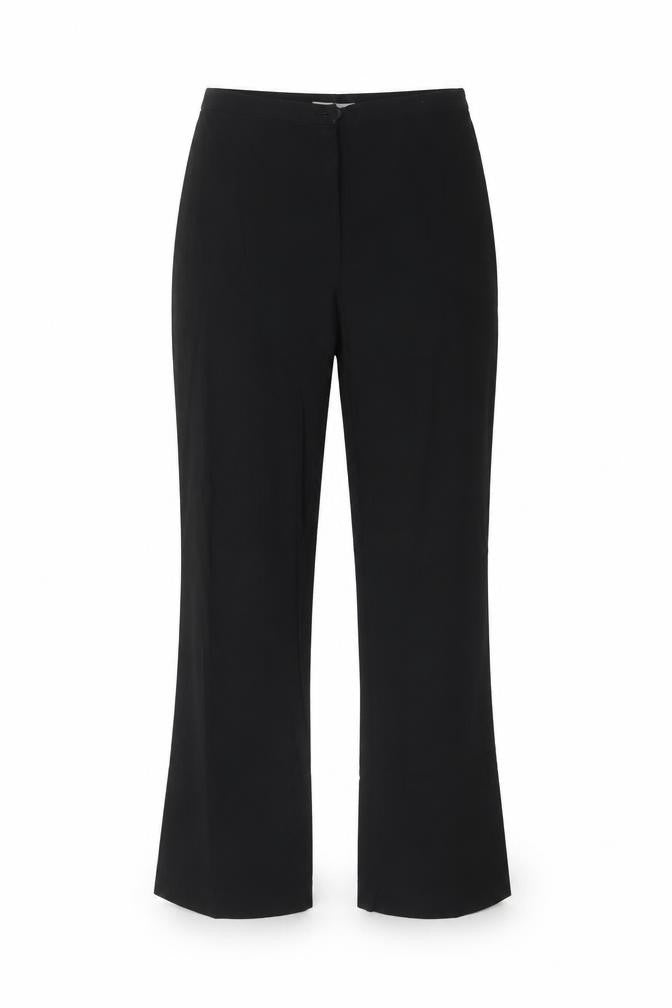 Front view of Marks & Spencer women’s black viscose trousers, size UK 14, 26-inch leg regular