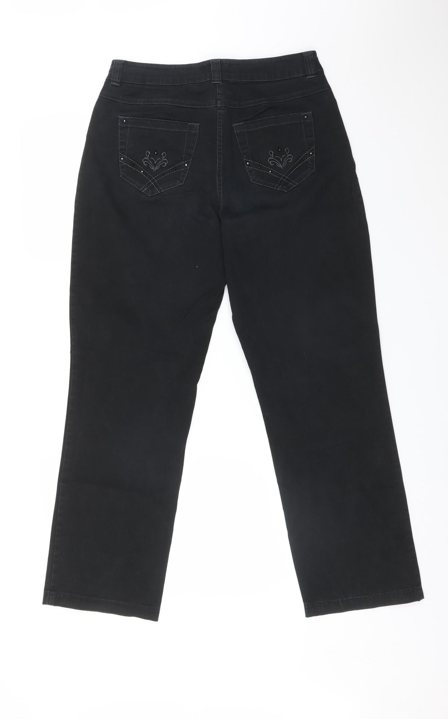 Your Sixth Sense Womens Black  Cotton Straight Jeans Size 12 L27 in Regular
