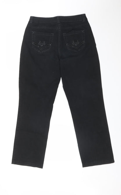 Your Sixth Sense Womens Black  Cotton Straight Jeans Size 12 L27 in Regular