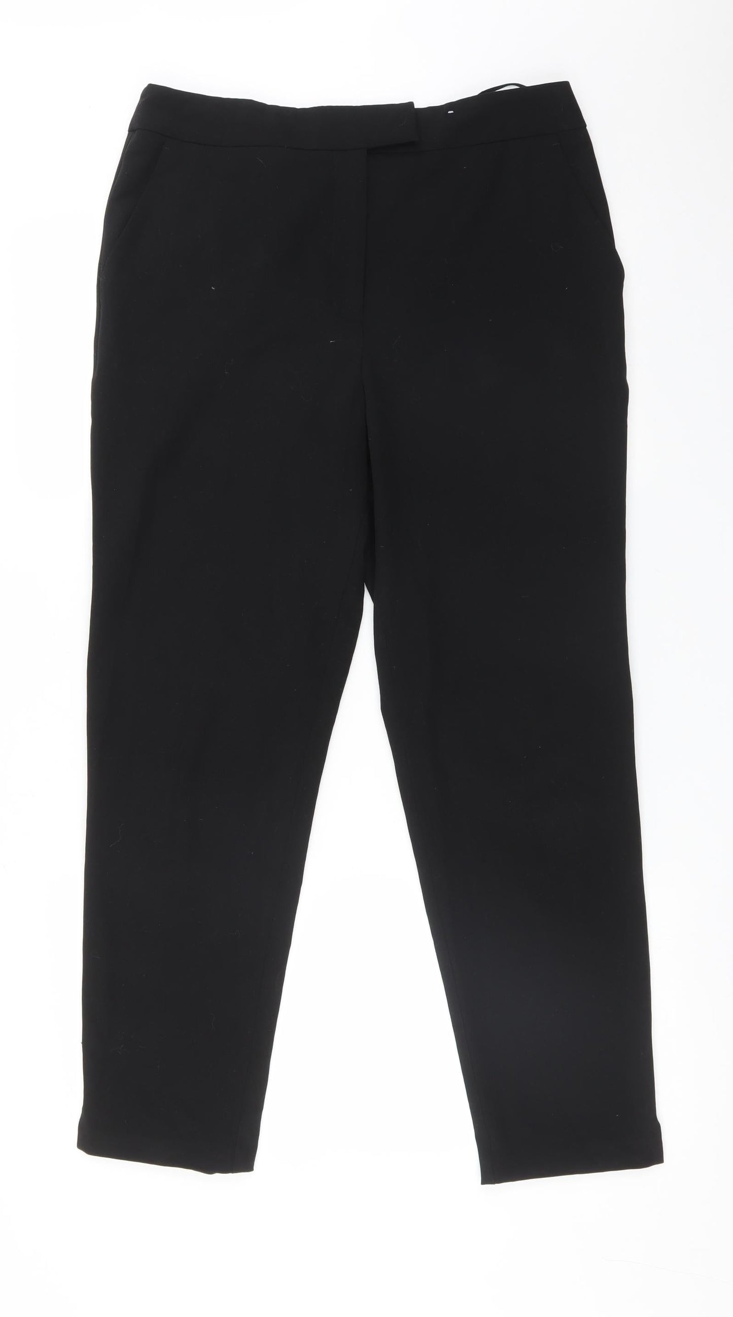 F&F Womens Black  Polyester Dress Pants Trousers Size 12 L27 in Regular