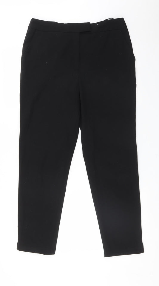 F&F Womens Black  Polyester Dress Pants Trousers Size 12 L27 in Regular
