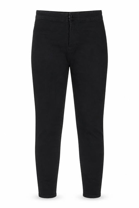 Front view of DENIM CO women’s black cotton jegging jeans, size UK 12, 26-inch leg regular