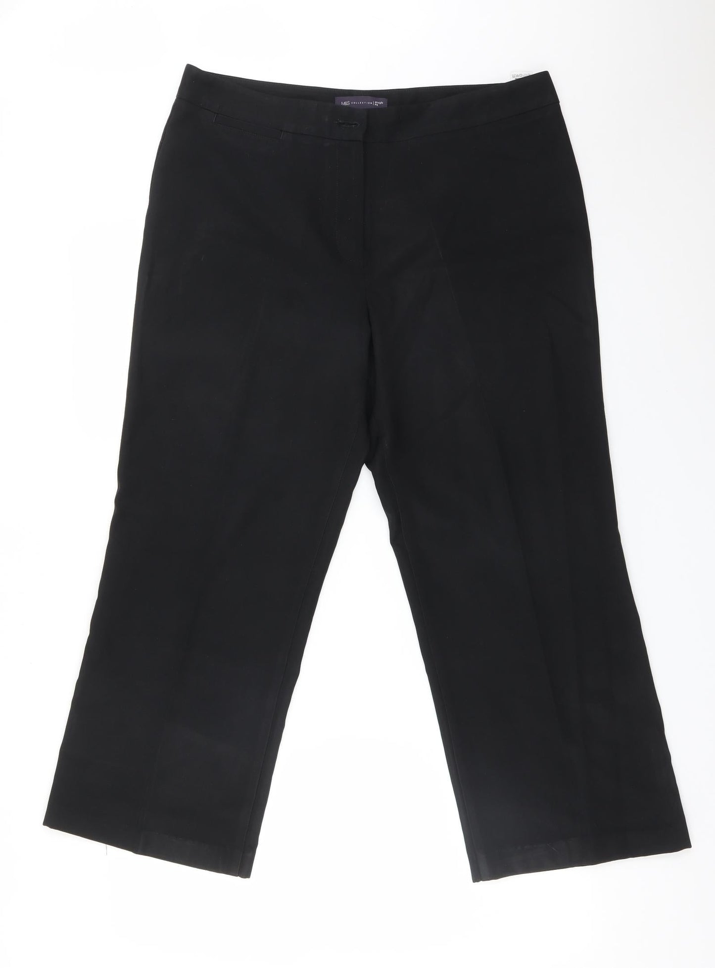 Womens UK Size 14 M&S Regular Fit Dress Pants Black Trousers