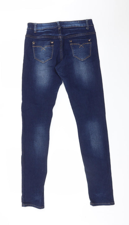 HOT BOTTOM Womens Blue  Cotton Skinny Jeans Size L L31 in Regular