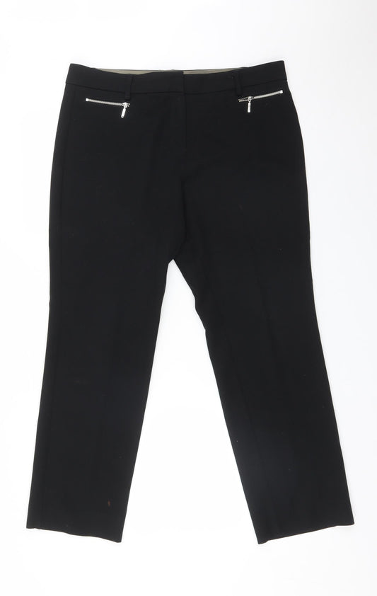 Womens UK Size 14 M&S Regular Fit Dress Pants Black Trousers