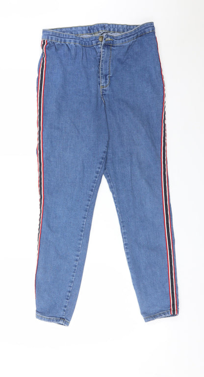 DENIM CO Womens Blue Striped Cotton Jegging Jeans Size 14 L27 in Regular