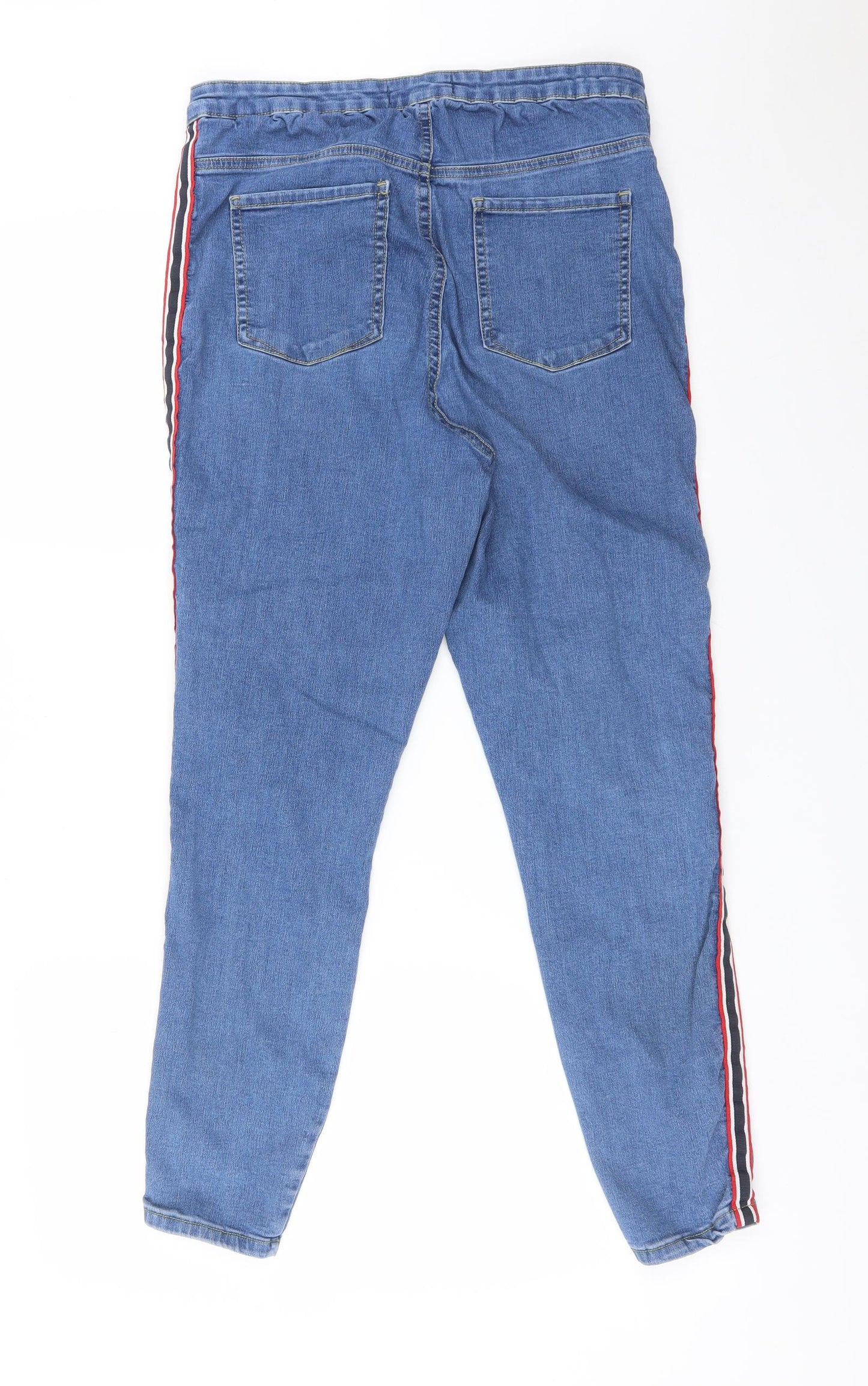 DENIM CO Womens Blue Striped Cotton Jegging Jeans Size 14 L27 in Regular