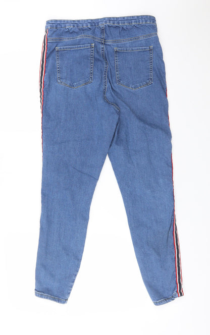 DENIM CO Womens Blue Striped Cotton Jegging Jeans Size 14 L27 in Regular