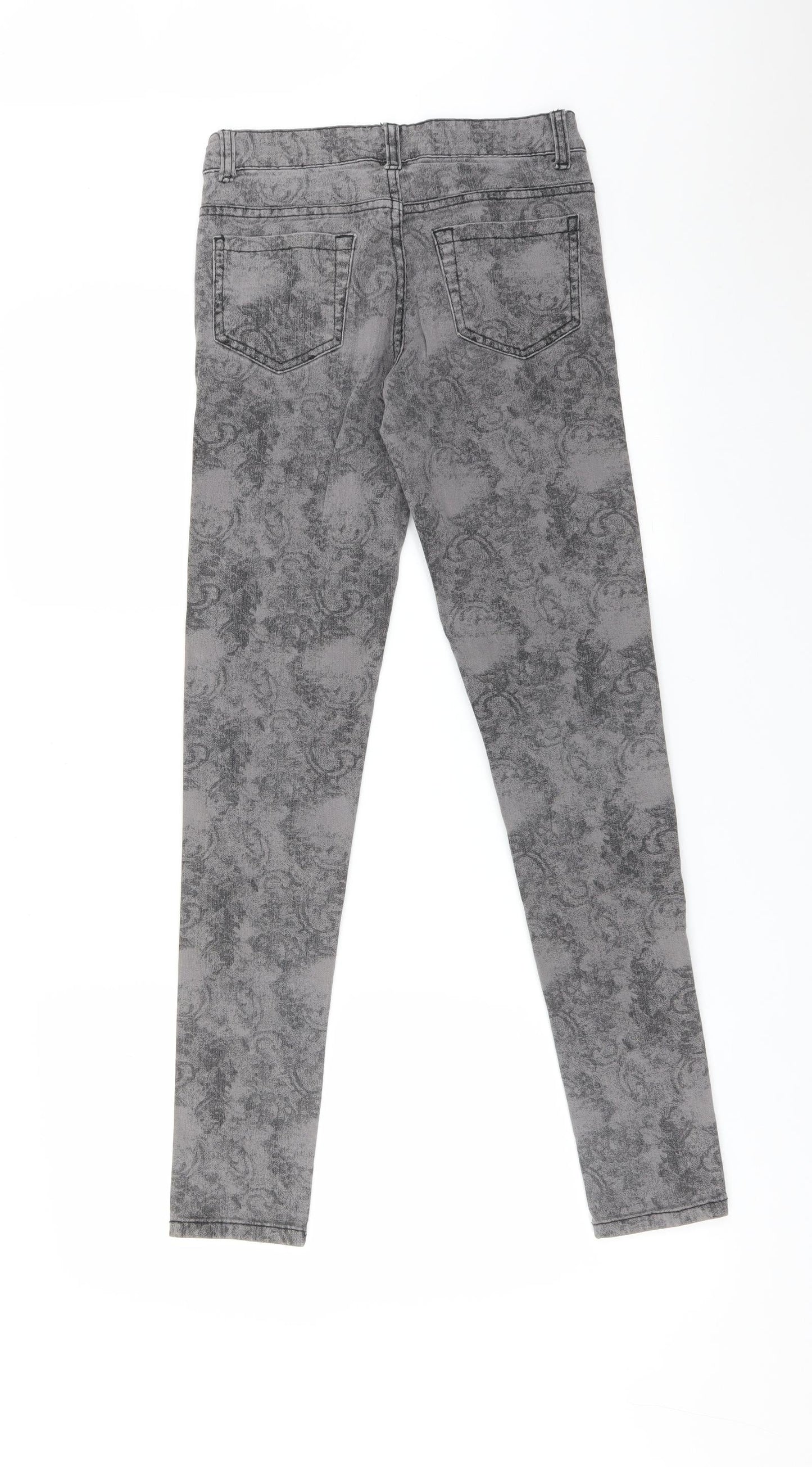 FALMER Womens Grey Paisley Cotton Skinny Jeans Size 8 L30 in Regular