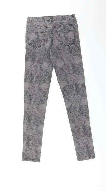 FALMER Womens Grey Paisley Cotton Skinny Jeans Size 8 L30 in Regular
