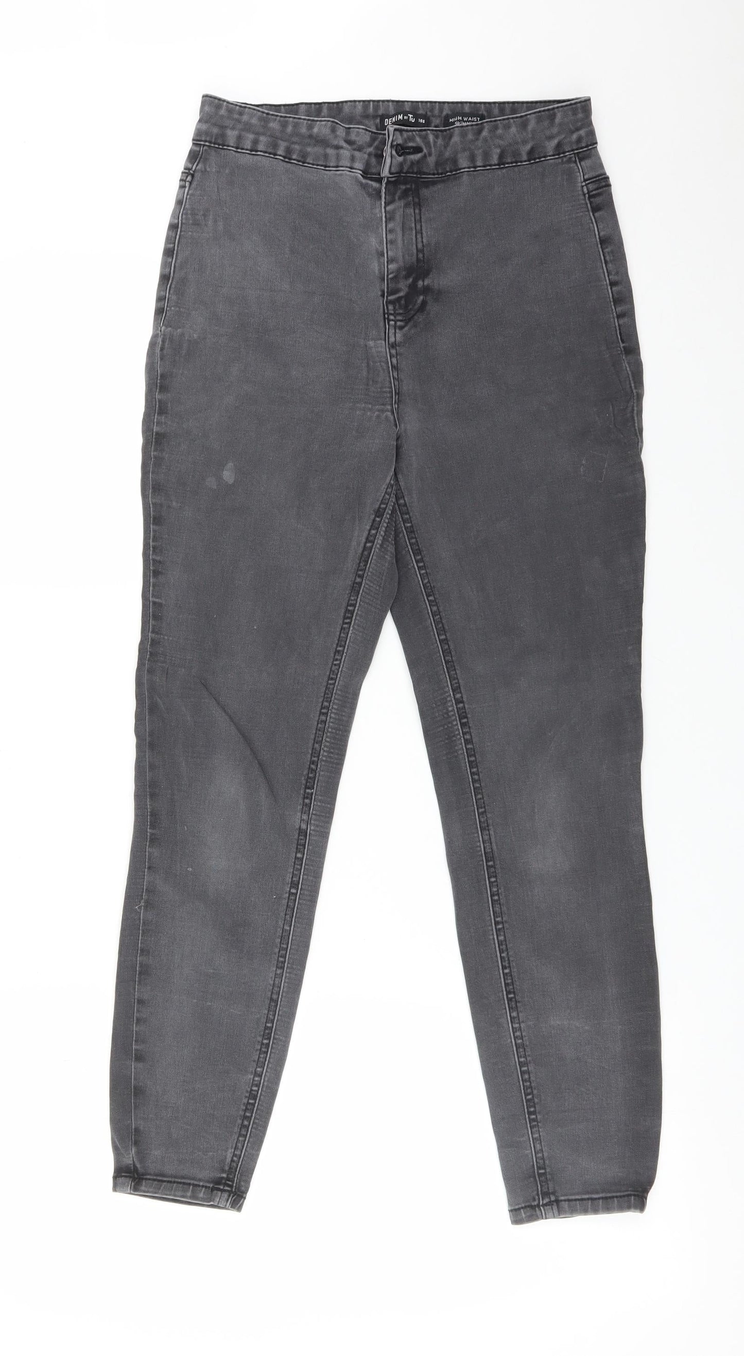 TU Womens Grey  Cotton Skinny Jeans Size 10 L25 in Regular