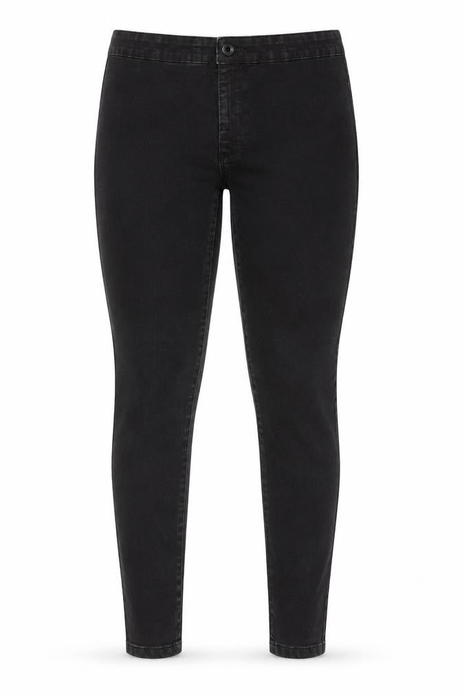 Front view of DENIM CO women’s black cotton skinny jeans, size UK 14, 27-inch leg regular