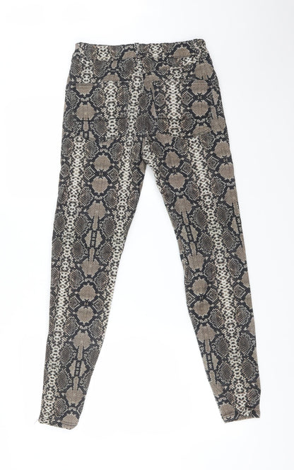 ASOS Womens Multicoloured Animal Print Cotton Skinny Jeans Size 28 L30 in Regular