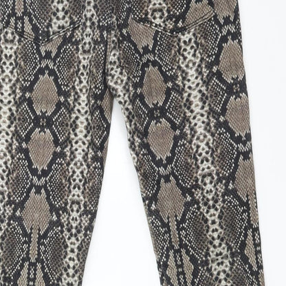 ASOS Womens Multicoloured Animal Print Cotton Skinny Jeans Size 28 L30 in Regular
