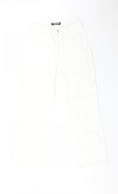 Womens UK Size 8 Fashion Union Regular Fit Straight White Jeans