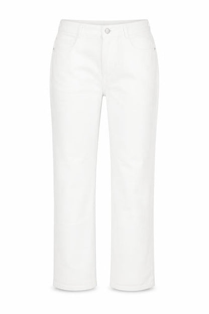 Front view of Fashion Union women’s white cotton straight jeans, size UK 8, 25-inch leg regular