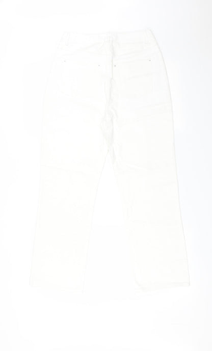 Womens UK Size 8 Fashion Union Regular Fit Straight White Jeans