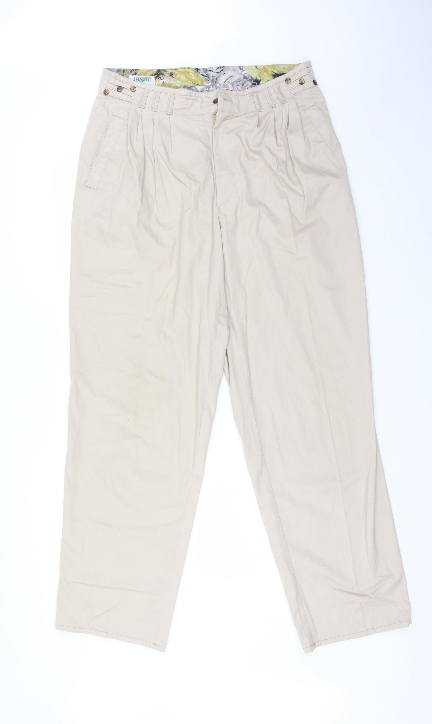 MDNTI Womens Beige  Cotton Chino Trousers Size 32 L32 in Regular