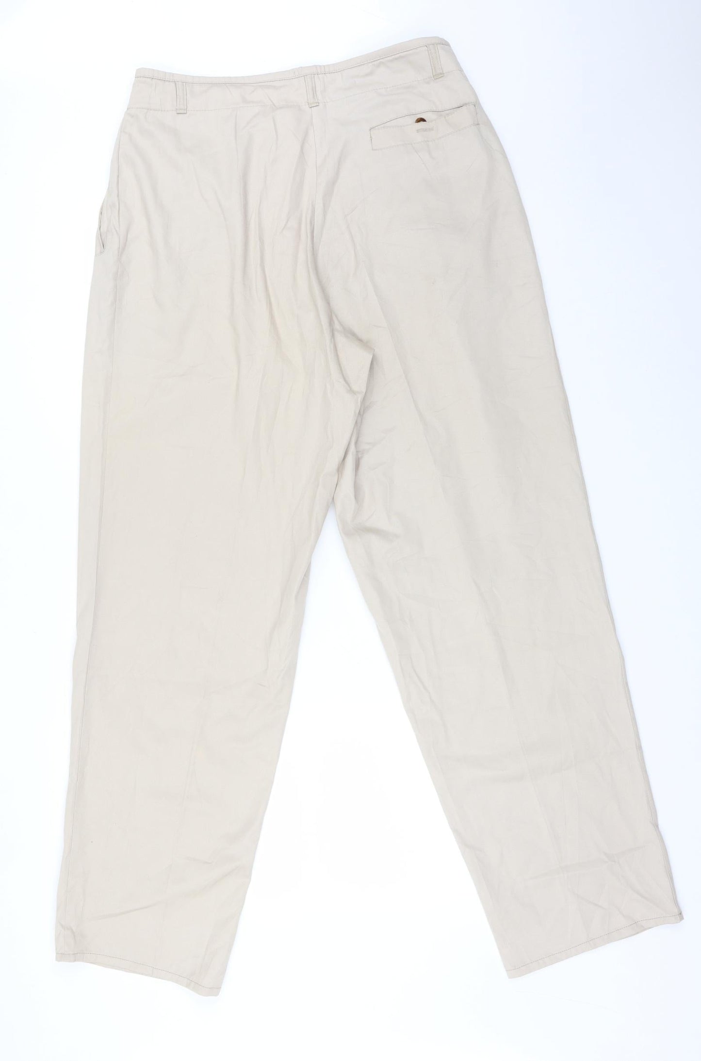 MDNTI Womens Beige  Cotton Chino Trousers Size 32 L32 in Regular