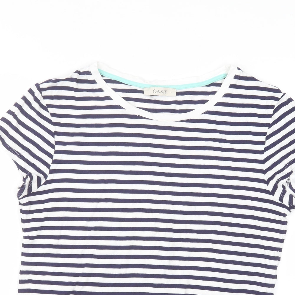 Womens UK Size L Oasis White Basic T-Shirt