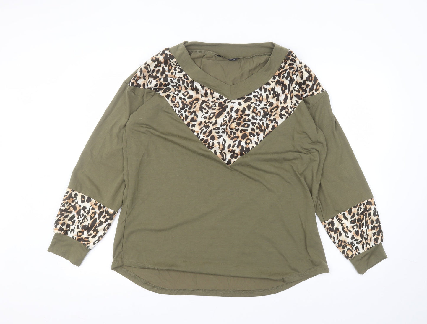 SheIn Womens Green  Polyester Basic T-Shirt Size M Round Neck