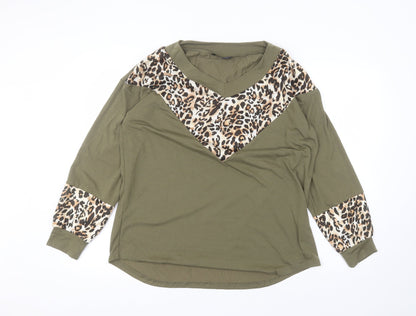 SheIn Womens Green  Polyester Basic T-Shirt Size M Round Neck