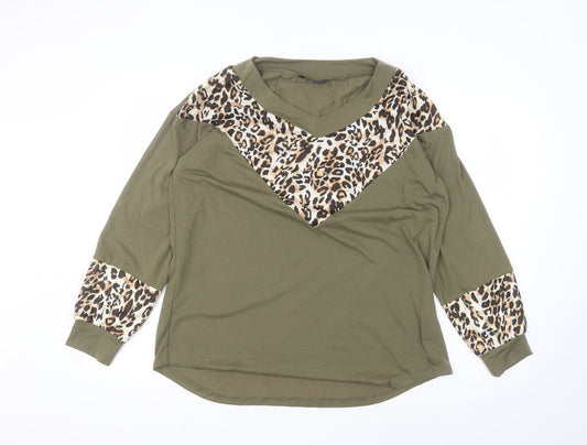 SheIn Womens Green  Polyester Basic T-Shirt Size M Round Neck