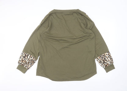 SheIn Womens Green  Polyester Basic T-Shirt Size M Round Neck