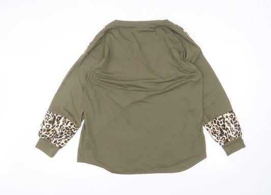 SheIn Womens Green  Polyester Basic T-Shirt Size M Round Neck