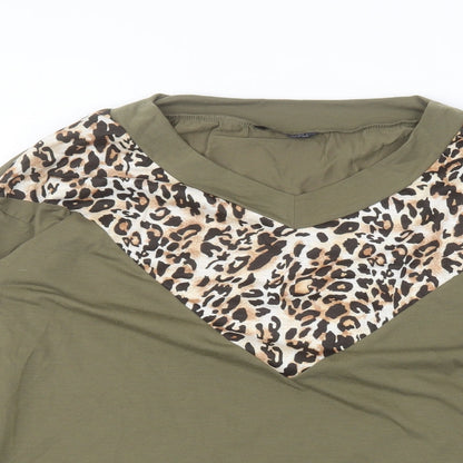 SheIn Womens Green  Polyester Basic T-Shirt Size M Round Neck