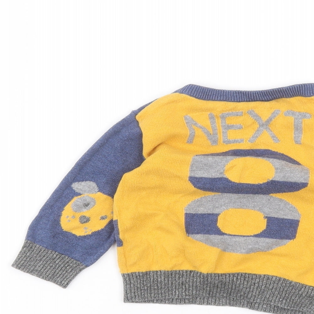 NEXT Baby Yellow  Cotton Pullover Jumper Size 6-9 Months