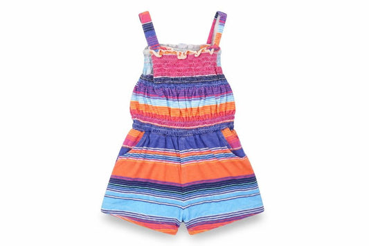 Front view of Blue Zoo Baby Multicoloured Striped Cotton Babygrow One-Piece, size 12-18, Months
