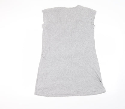 Preworn Womens Grey  Cotton Basic T-Shirt Size 12 Round Neck