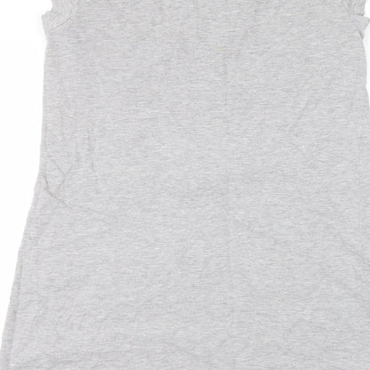 Preworn Womens Grey  Cotton Basic T-Shirt Size 12 Round Neck
