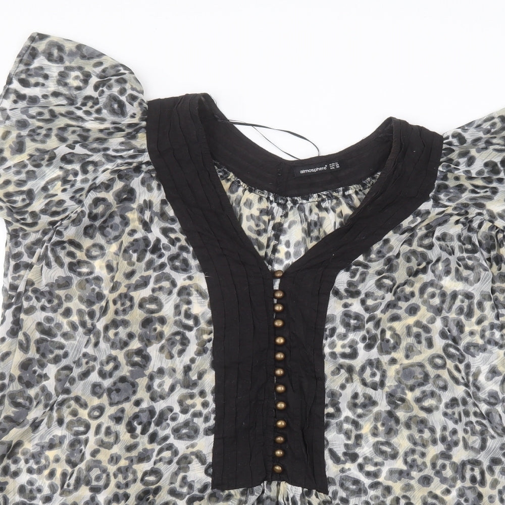 Womens UK Size 10 Atmosphere Grey Basic Blouse
