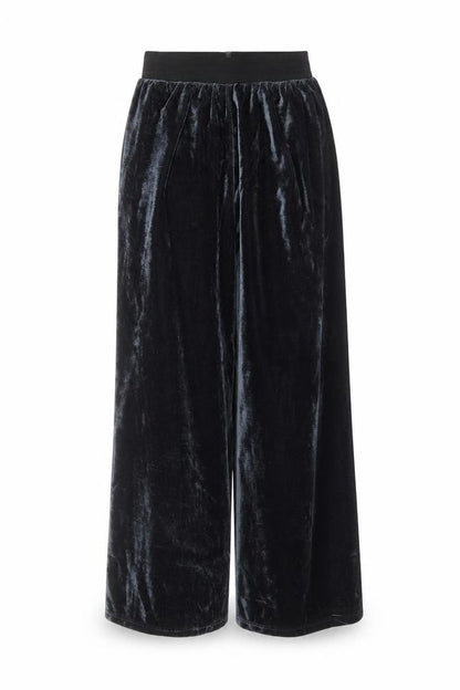 Front view of Yappa women’s blue polyester trousers, size UK 8, 21-inch leg regular